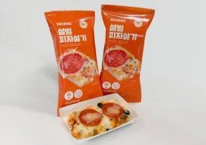 GS25 설빙 피자설기 포장과 데운 모습